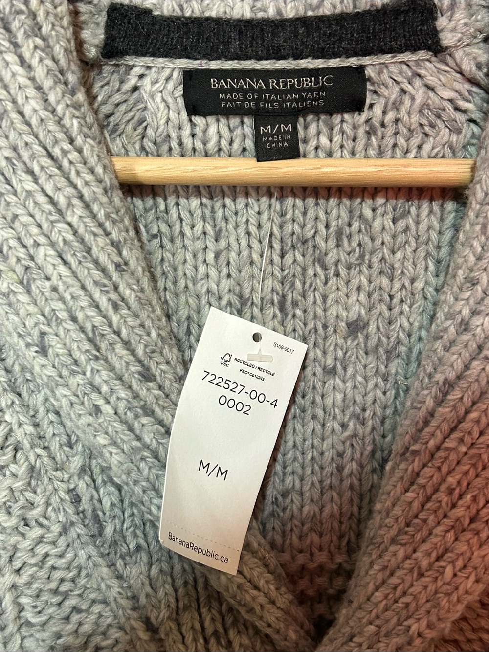 NWT Banana Republic Men’s Wool Blend Shawl Collar Toggle Cardigan Grey M - Picture 5 of 10